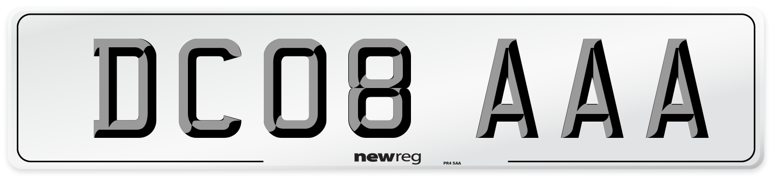 DC08 AAA Number Plate from New Reg